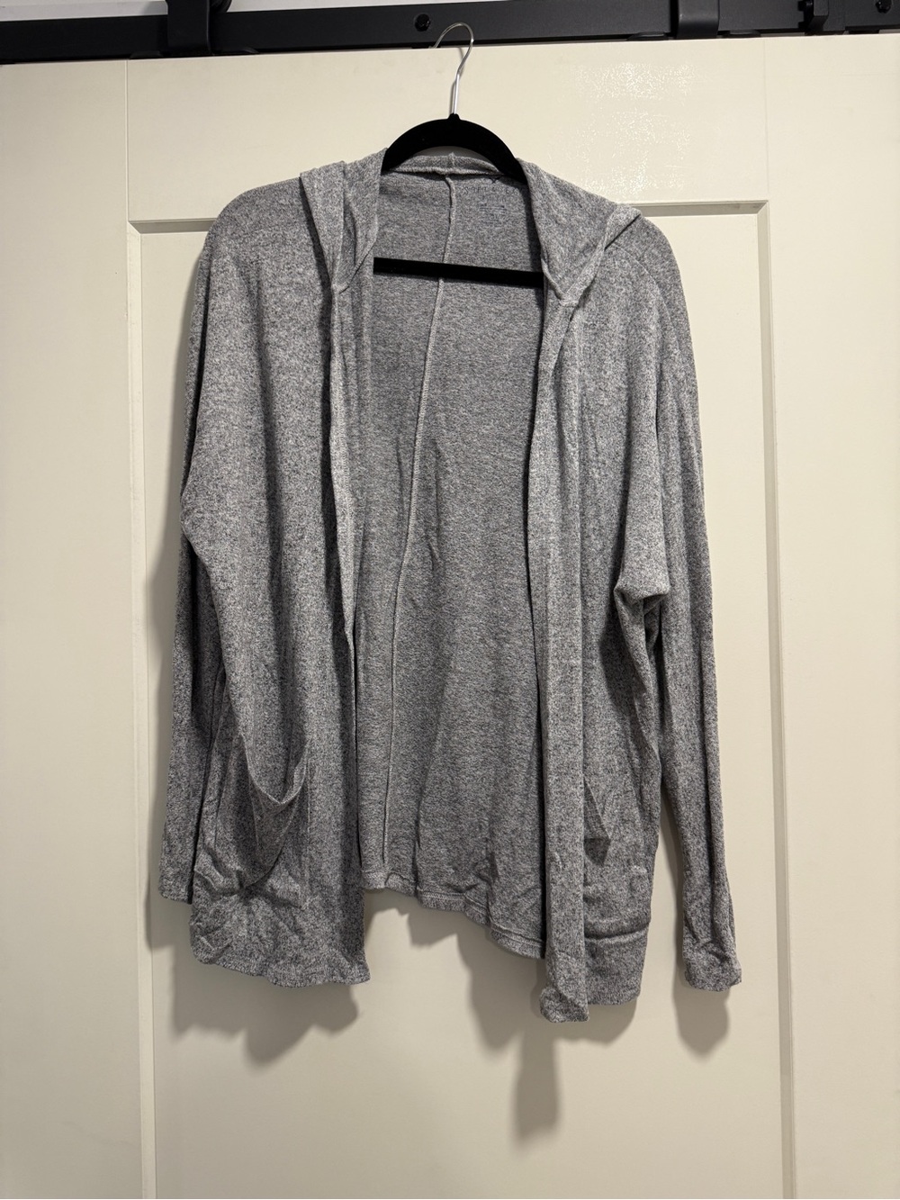 American Eagle Outfitters Light Heather Gray Hooded Open Cardigan